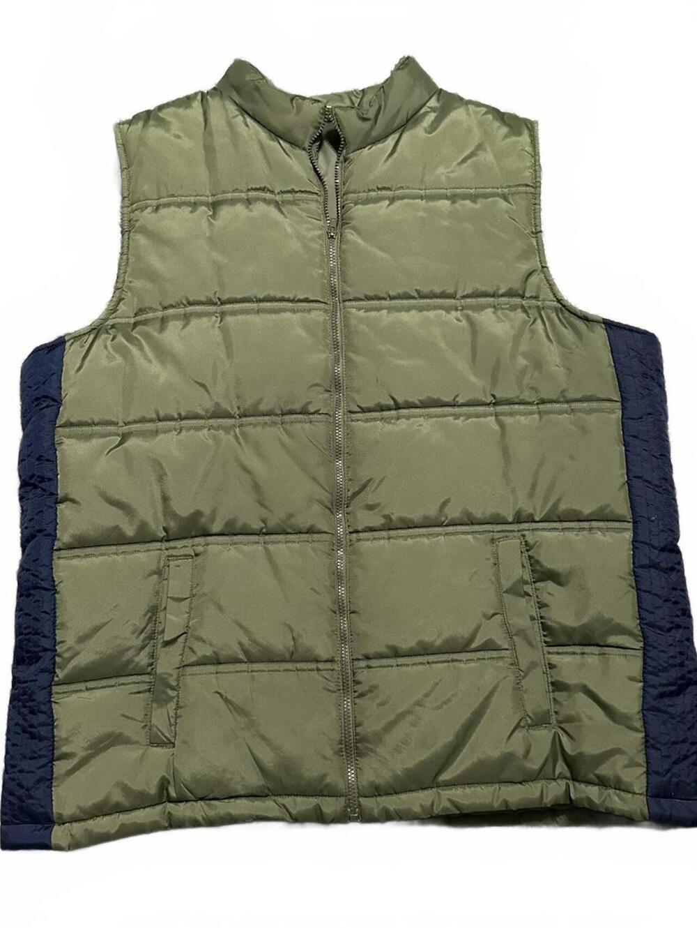 Men's Sideout Y2K Green And Navy Streetwear Puffer Vest Size XXL